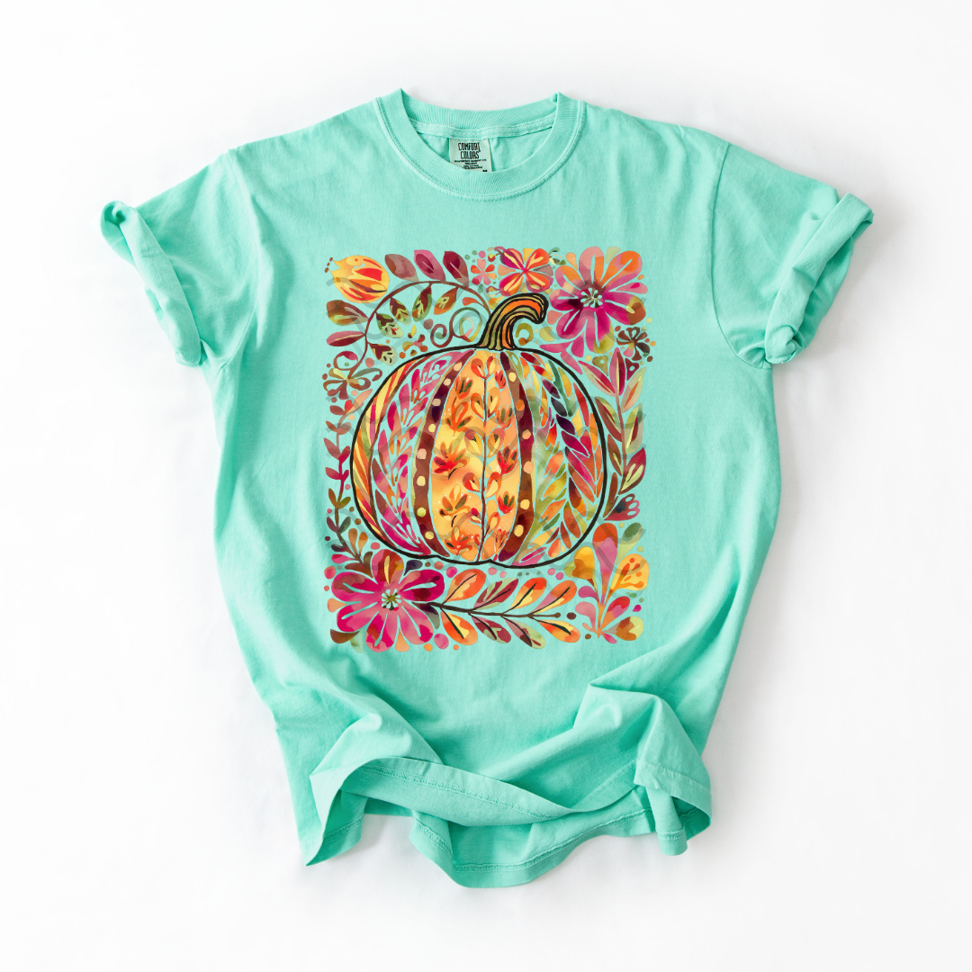 Watercolor Floral Pumpkin