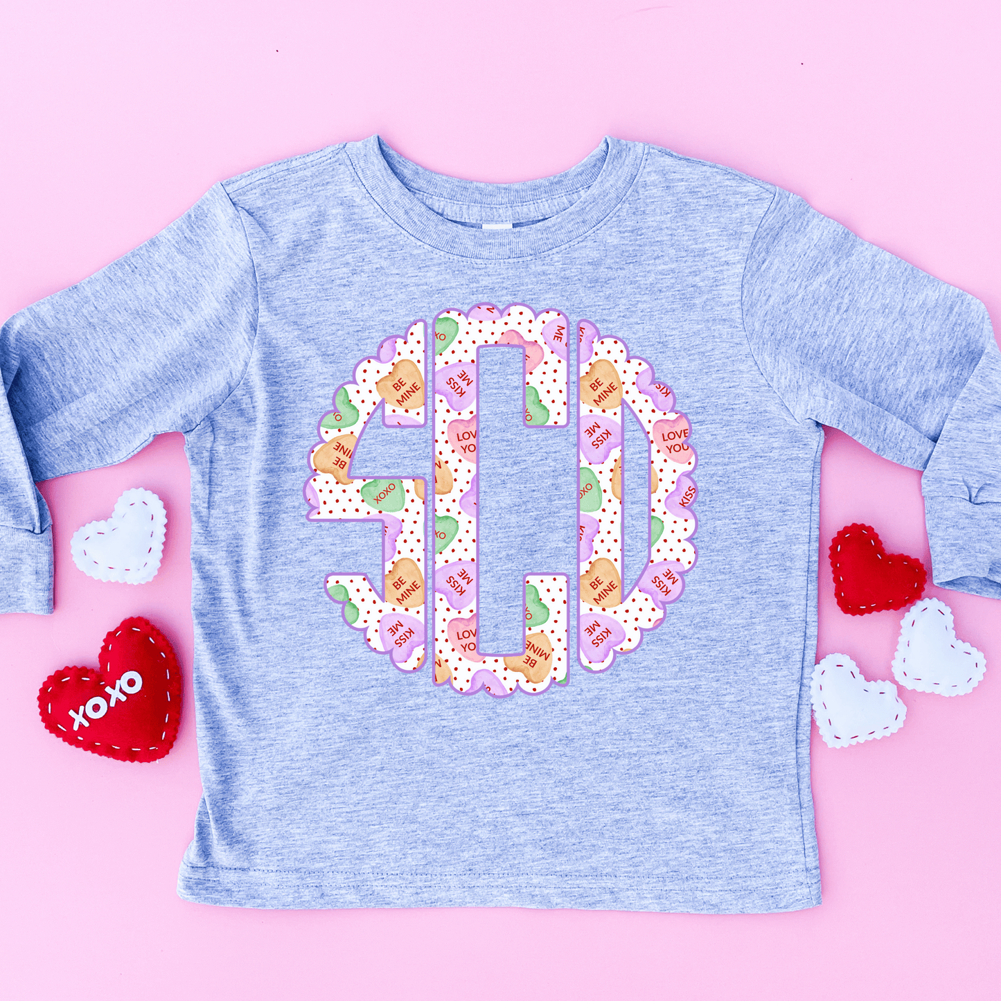 Candy Heart Valentine's Monogram