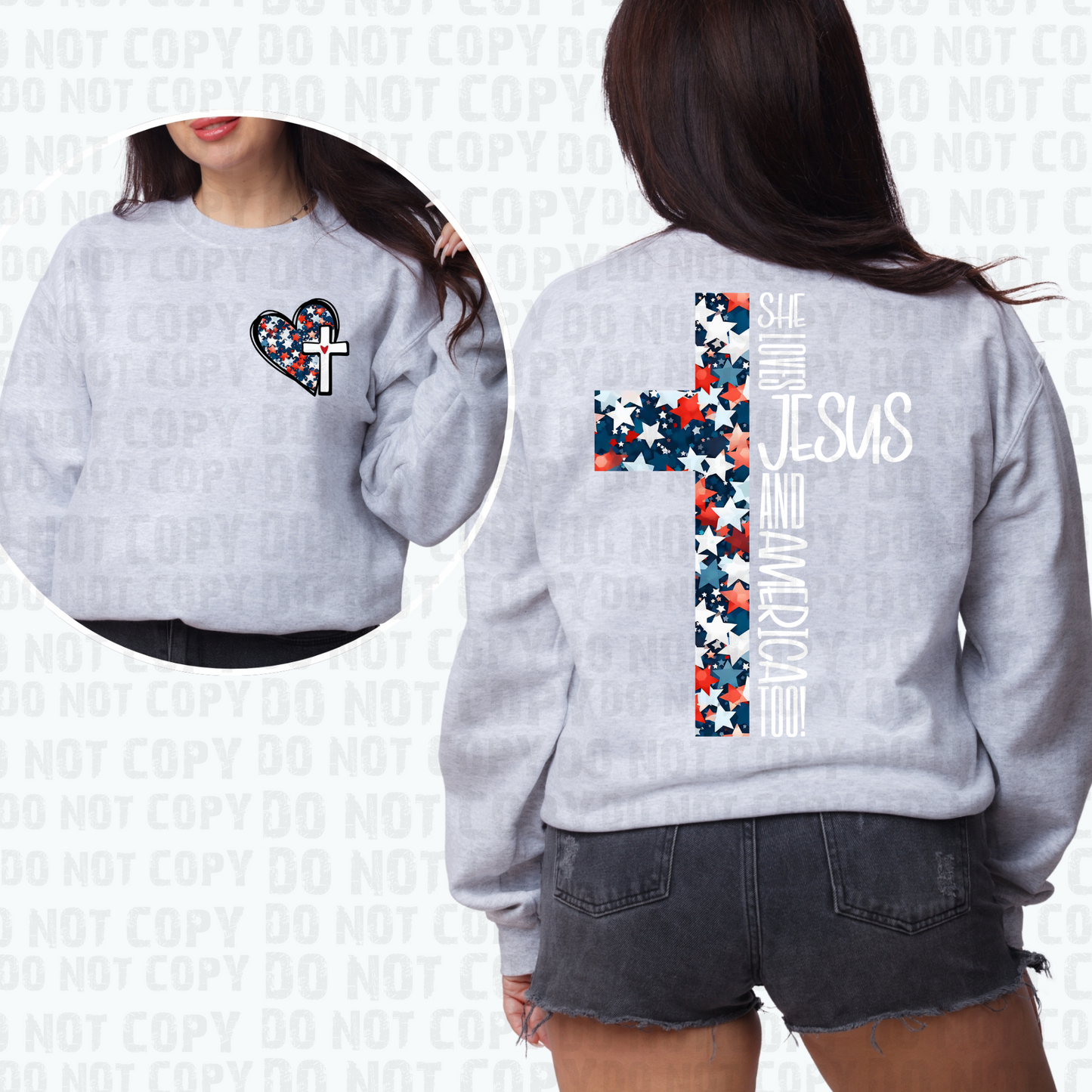 She Loves Jesus & America too Patriotic Cross