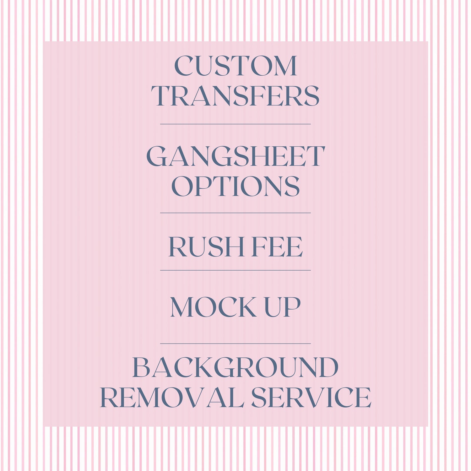 Custom Transfers. Gangsheet Options, + More