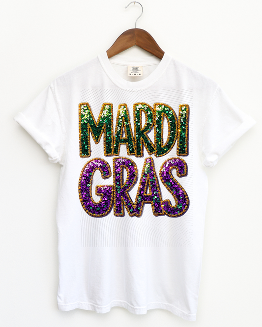 Faux Sequin Patch Mardi Gras