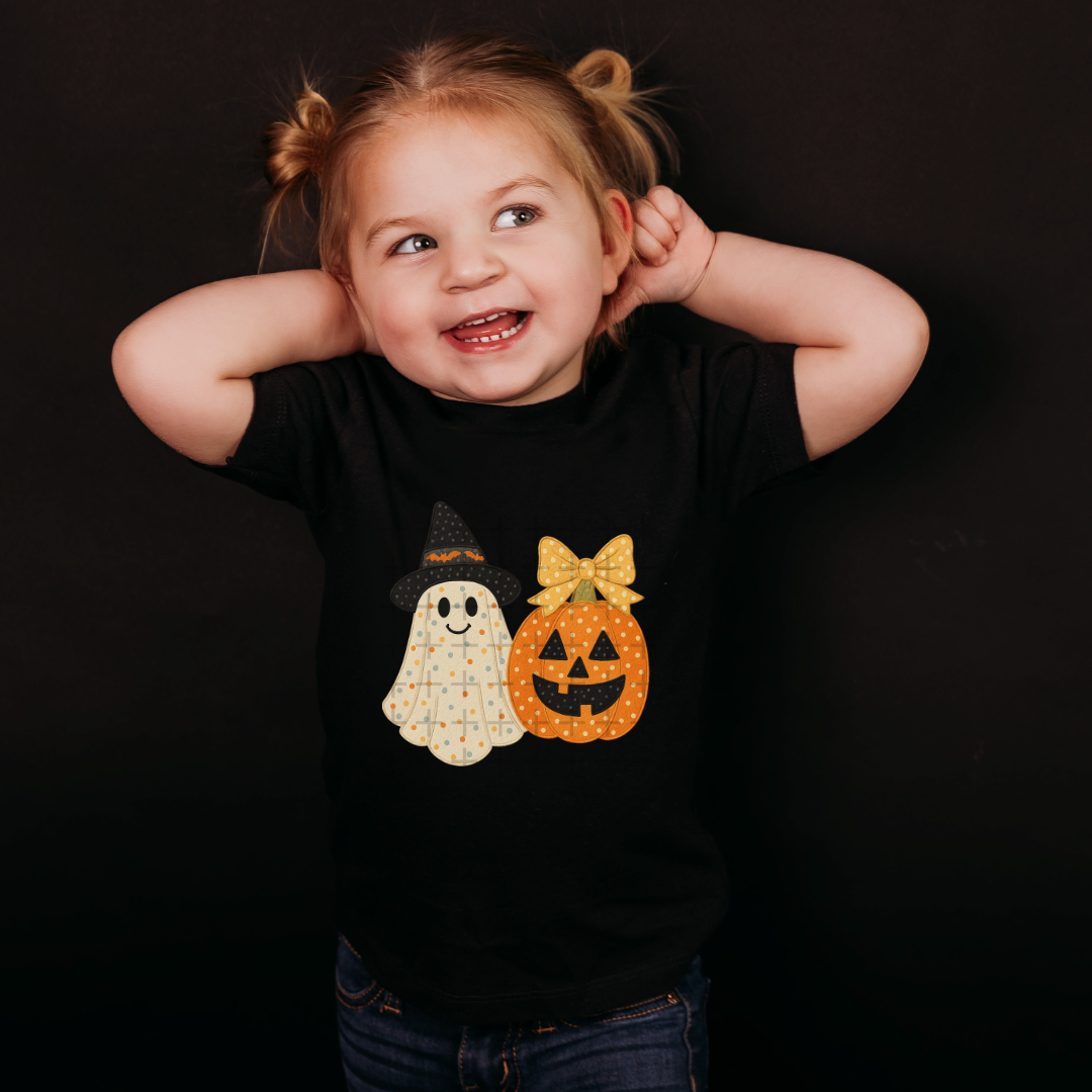 Faux Applique Ghost & Pumpkin