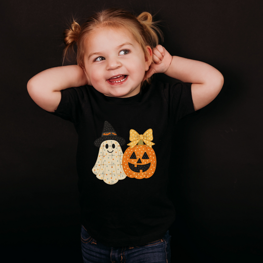 Faux Applique Ghost & Pumpkin
