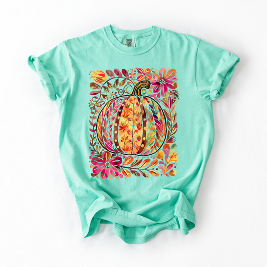 Watercolor Floral Pumpkin