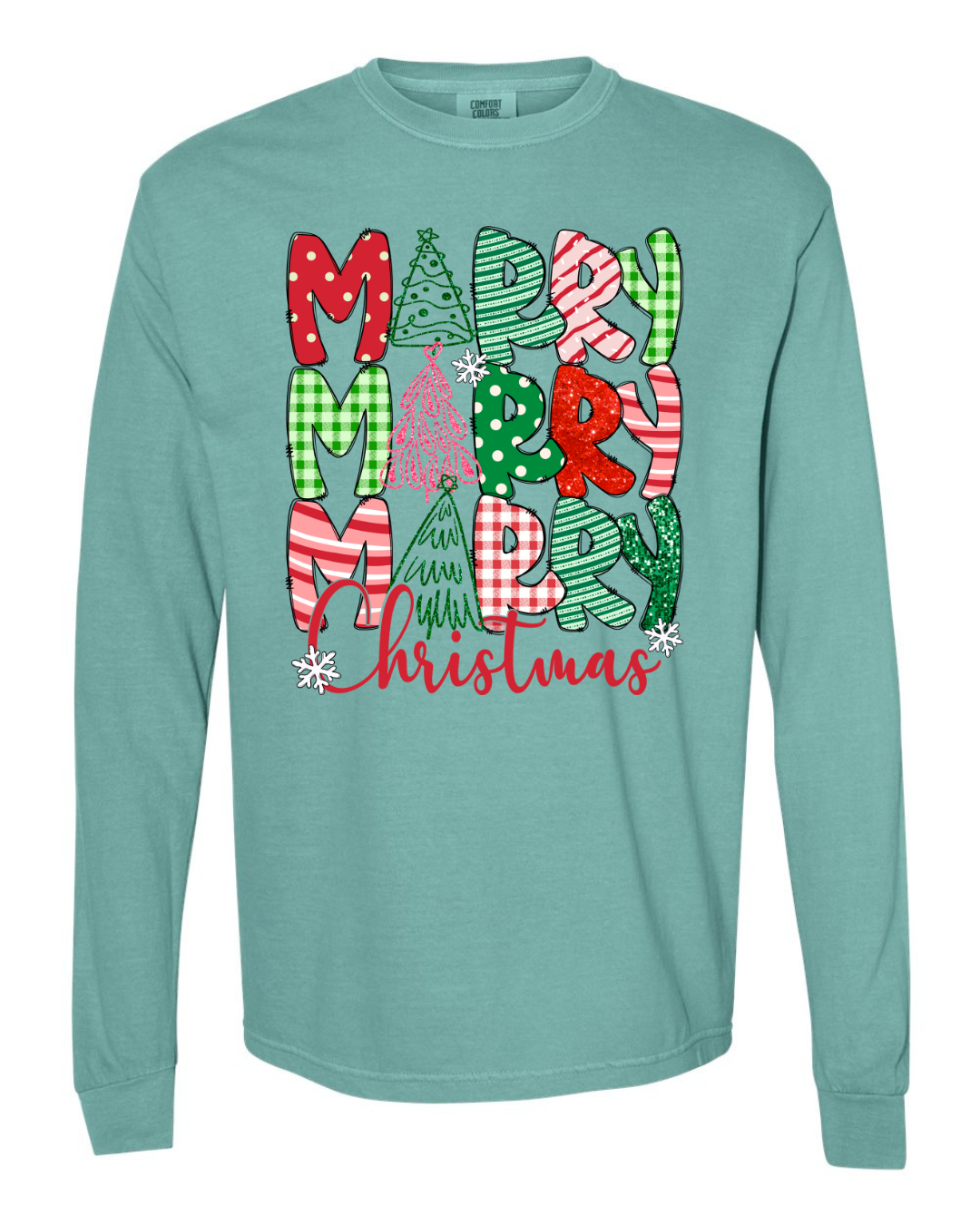 Red & Green Merry Christmas Patterned