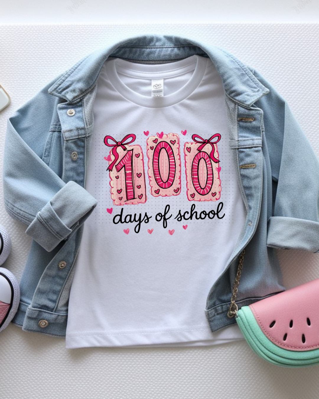 100 days of school pink hearts