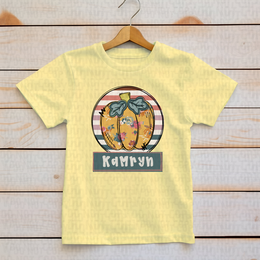 Floral or Checkered Pumpkin w/ Custom Name