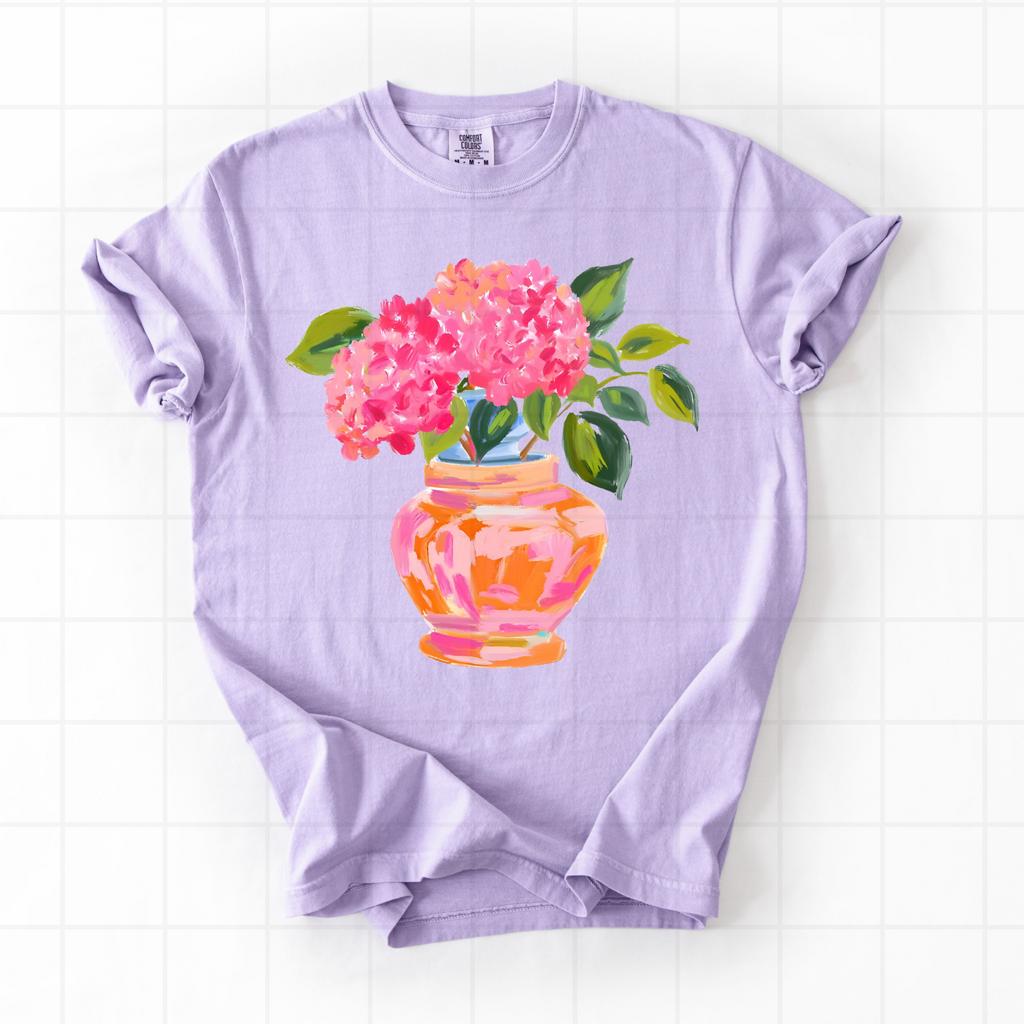 Watercolor Hydrangeas Orange + Pink