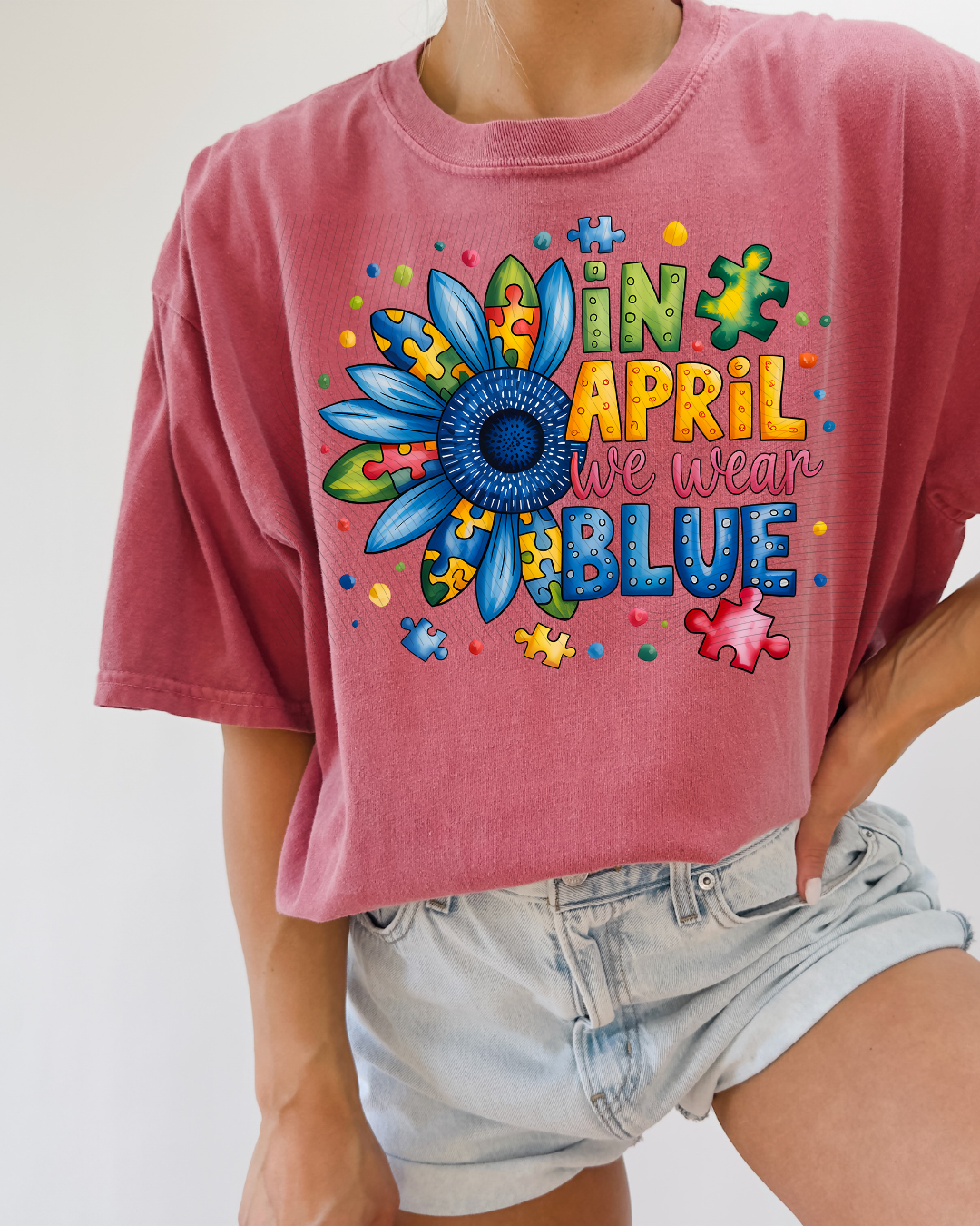 In April We Wear Blue-Flower