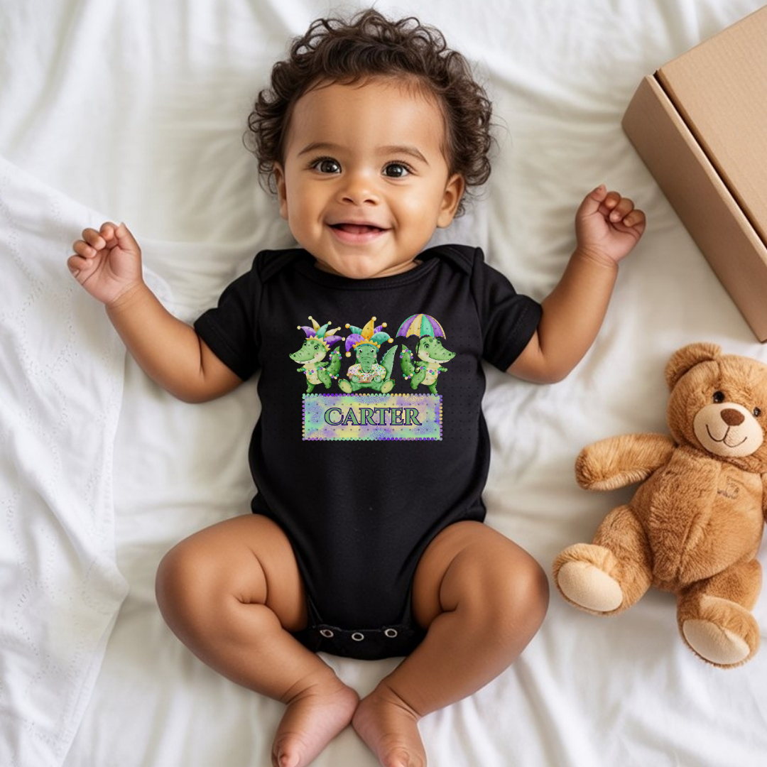 Baby Gator Mardi Gras w/ Custom Name