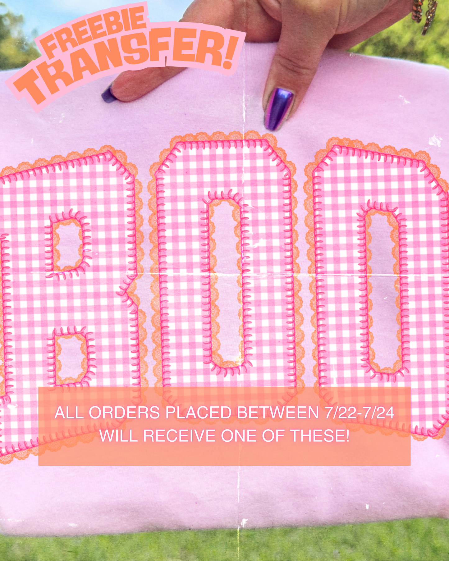 🎃 Pink Gingham BOO DTF Transfer – FREE Gift with Purchase!