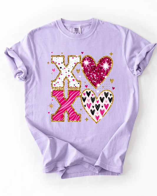 Faux Glitter Pink XOXO