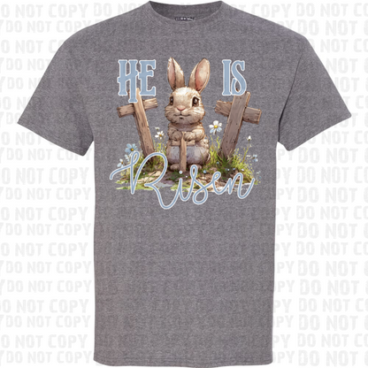 He Is Risen Bunny & Crosses