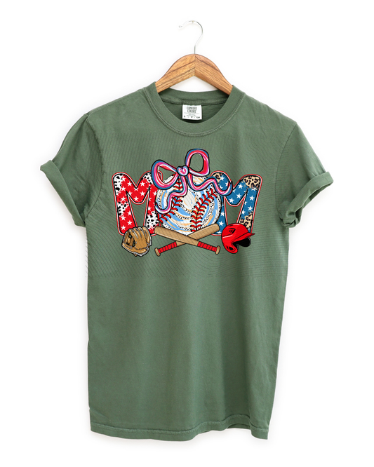 Baseball Mom-Red, White, Blue