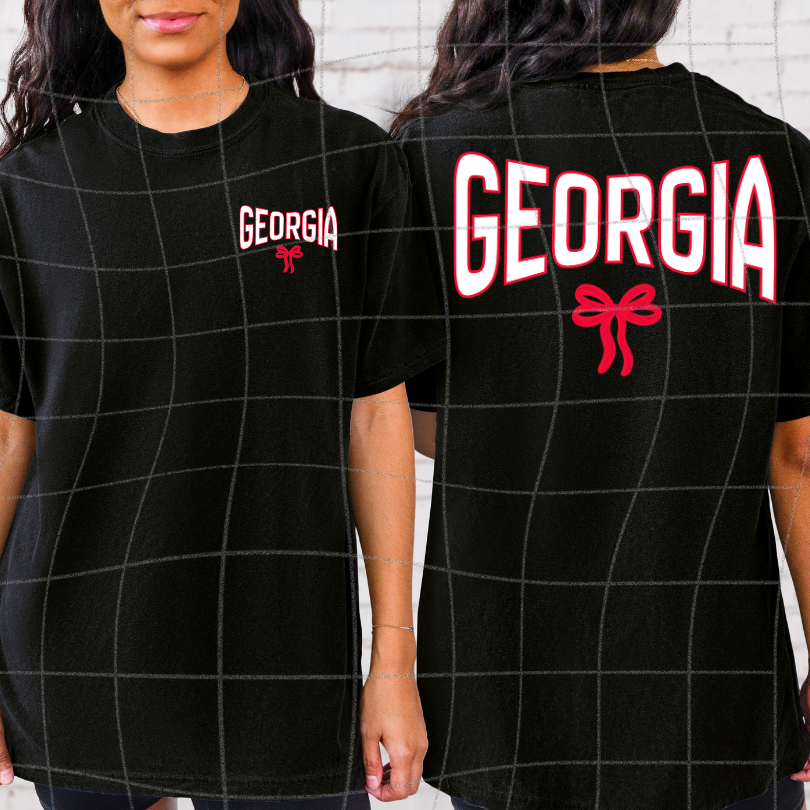 Georgia inverted with bow - RED  OUTLINE/RED BOW