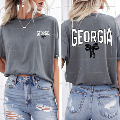 Georgia inverted with bow - BLACK OUTLINE/BLACK BOW