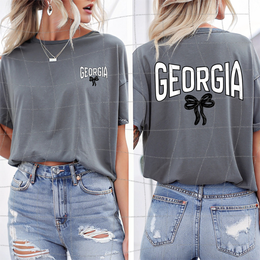 Georgia inverted with bow - BLACK OUTLINE/BLACK BOW
