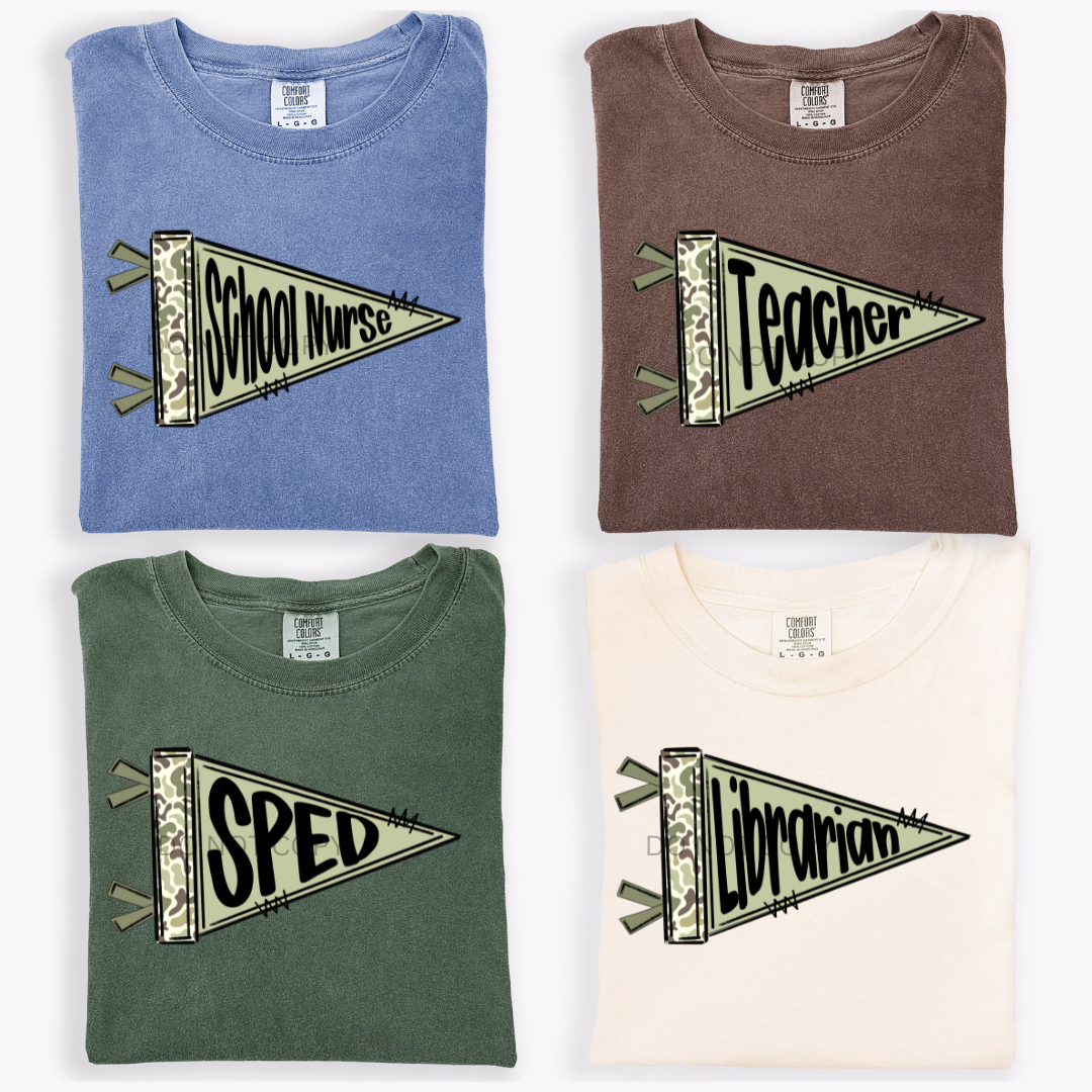 Camo School Pennant Flags- Add the one you want in notes at checkout!!!