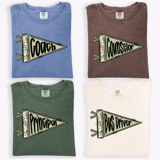 Camo School Pennant Flags- Add the one you want in notes at checkout!!!