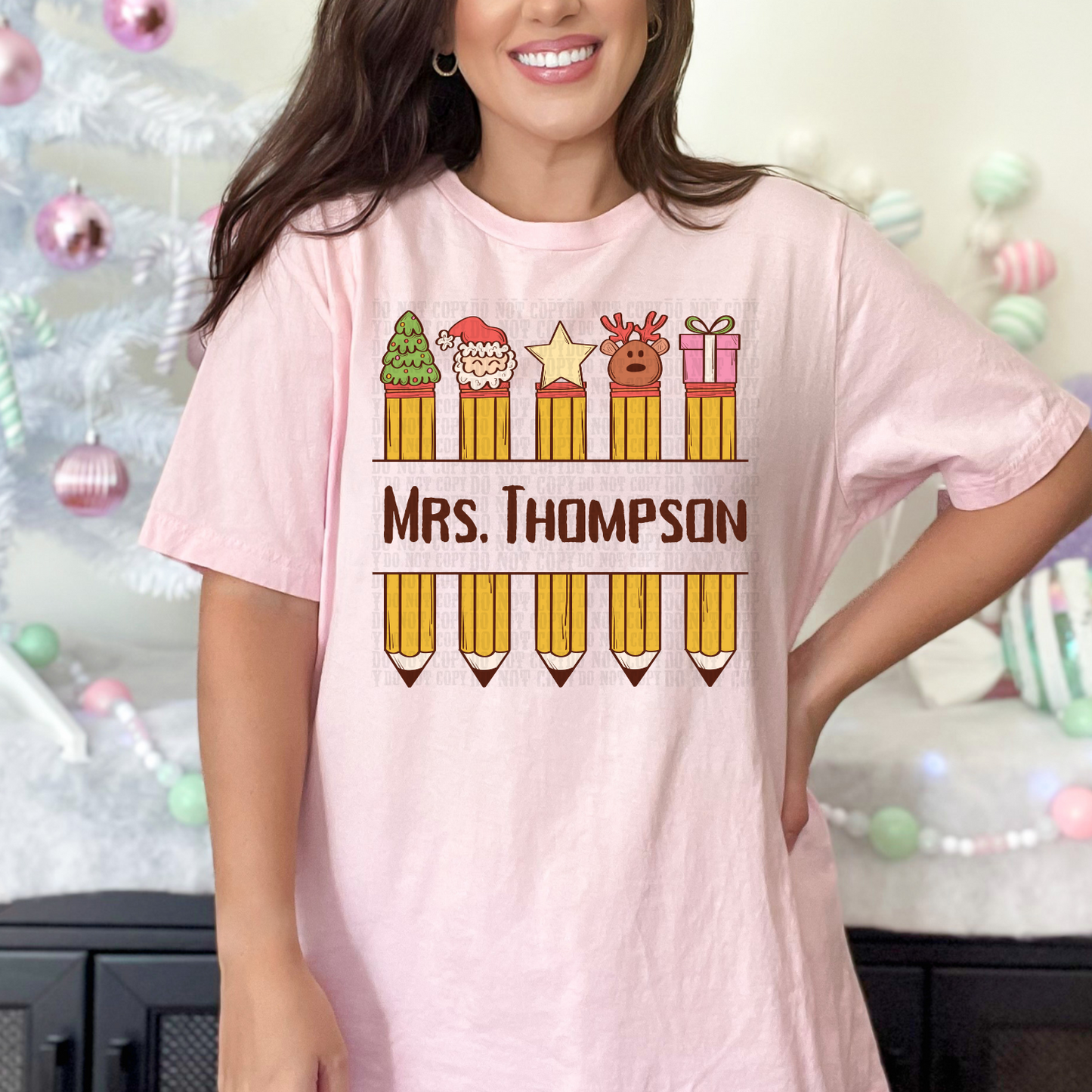 Personalized Teacher Christmas Pencils
