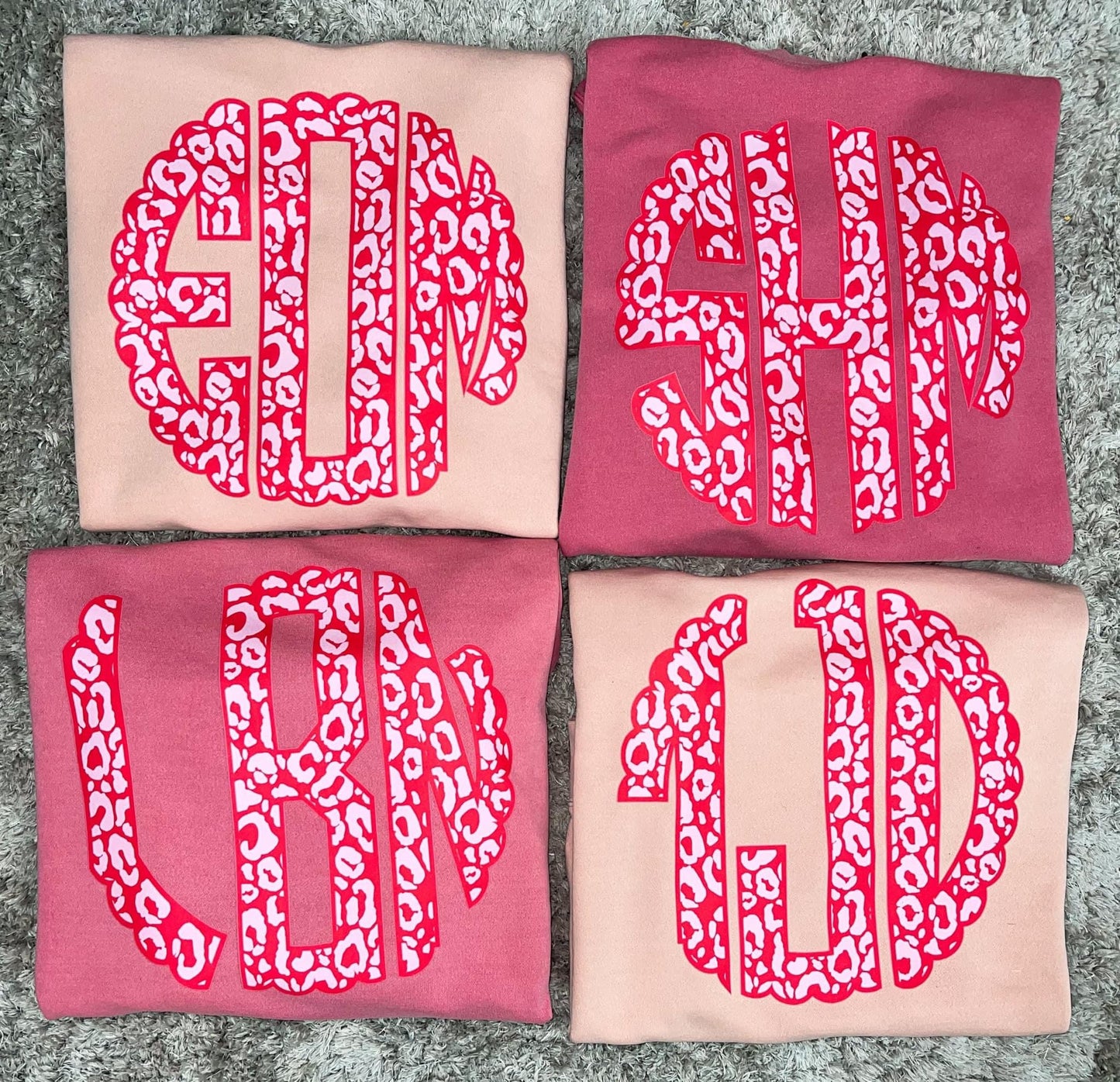 Pink/Red Leopard Monogram