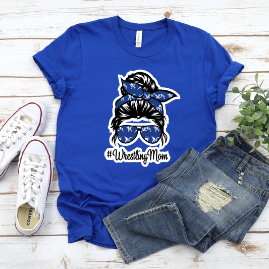Wrestling Mom (Royal Blue White Outline)