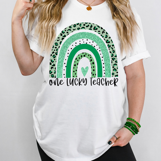 Lucky Teacher Green Leopard Rainbow