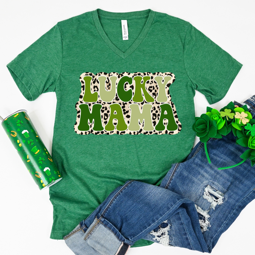 Lucky Mama green & leopard stacked